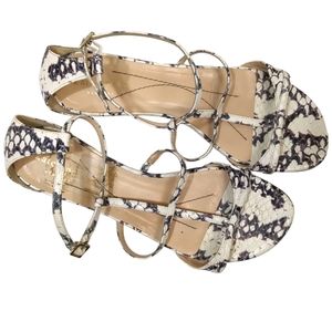 Kate Spade Black White Snakeskin Print Leather Sandals